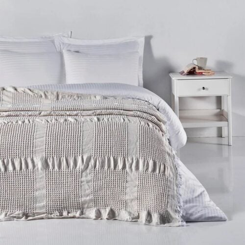 Couvre-lit en tissu gaufré 100 % coton naturel concept Denizli