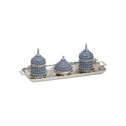 Evil Eye Silver Turkish Coffee Set for Two