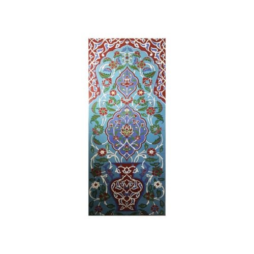 Floral patterned 80×190 cm turquoise hammam panel ceramic tile set