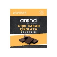 Glutenfri – uden tilsat sukker – Vegansk 100 mørk bitter chokolade Aroha Cikolata 40 gr (1.41 oz)