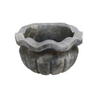 Gray Melon-Sliced Marble Flounced Basin