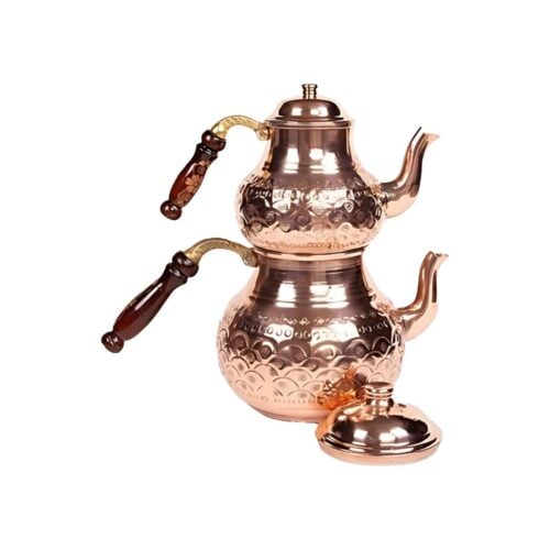 Hand hammered red copper teapot