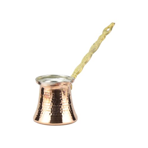 Hand hammered thick copper coffee pot for six