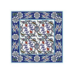 Iznik Floral Patterned 60x60 cm Ceramic Tile Set