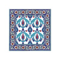 Red Tulip Patterned 60x60 cm Iznik Style Ceramic Tile Set