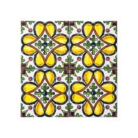 Talavera Patterned 10x10 cm Mexican Style Porcelain Tile Set (ics133) Ikbal Porselen - 4 Pieces