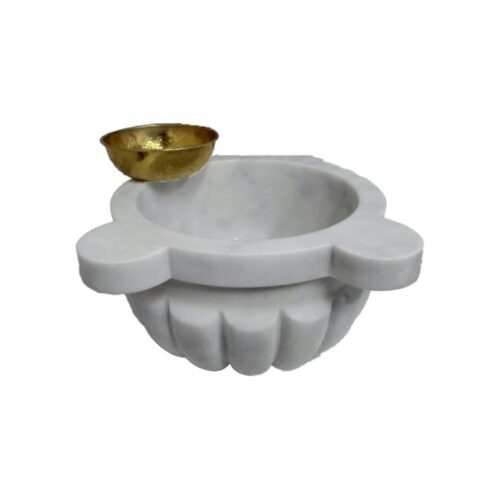 White Melon-Sliced Marble Basin