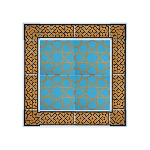 Yellow and Turquoise Turkmen Star 60×60 cm Tile Set