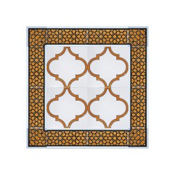 Yellow and White Arabesque Patterned 60x60 cm Kutahya Style Tile Set