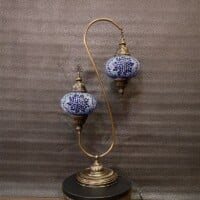 Double Shade Blue Mosaic Turkish Filigree Table Lamp