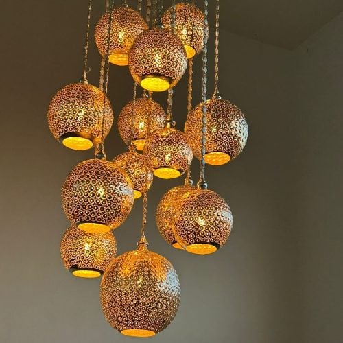 Handmade 15 pieces authentic moroccan design pendant chandelier