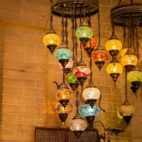 Handmade 12 Lamps Colorful Mosaic Pendant Chandelier