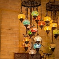 Handmade 12 lamps colorful mosaic pendant chandelier
