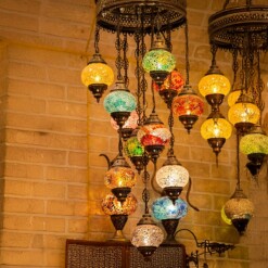 Handmade 12 Lamps Colorful Mosaic Pendant Chandelier